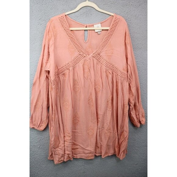 Knox Rose Long Puff Sleeve Embroidered Dress-Size XXL-Boho-Hippie-Pockets - Picture 1 of 12